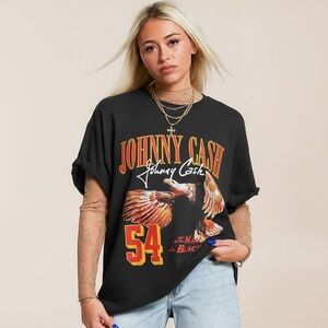 New Johnny Cash Graphic T-Shirt Size XL Unisex 54 Ring Of Fire 2 Sided Tee